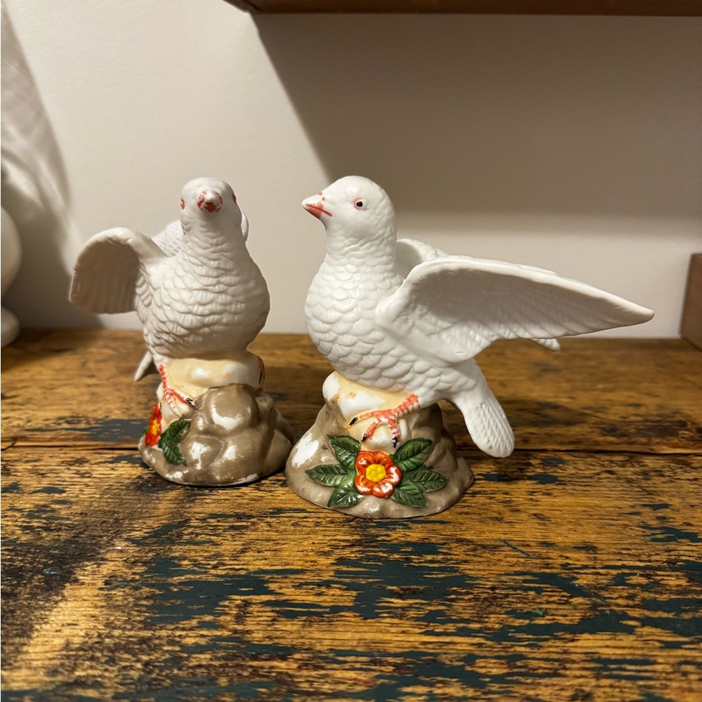 White Porcelain Dove Figurines